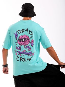 The Indian Garage Co - Men Boxy Oversized Graphic Back Printed Crew Neck T-shirt Blue