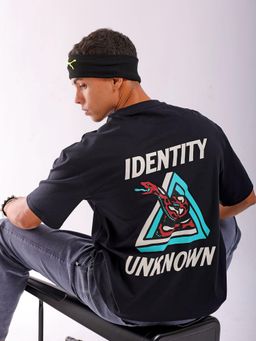 The Indian Garage Co - Men Boxy Oversized Graphic Back Printed Crew Neck T-shirt Black