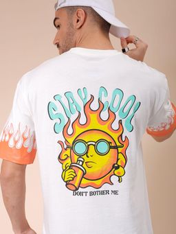 The Indian Garage Co - Men Boxy Oversized Graphic Back Printed Crew Neck T-shirt White