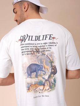 The Indian Garage Co - Men Boxy Oversized Graphic Back Printed Crew Neck T-shirt White