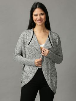 SHOWOFFFF - Womens Regular Grey Straight Shrug