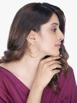 Yellow Chimes - Gold-Toned and White Circular Hoop Earrings