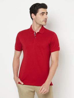 Octave - Men Maroon Polo Collar T-Shirt