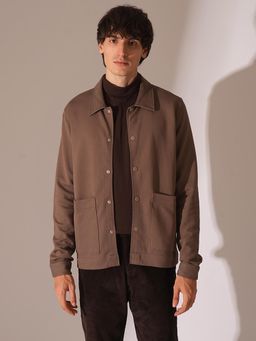 Selected - Brown Solid Twill Overshirt
