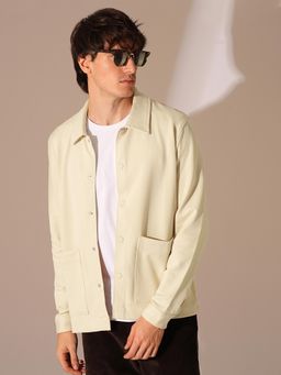 Selected - Off White Solid Twill Overshirt