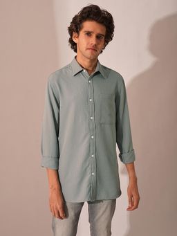 Selected - Green Waffle Textured Cotton Shirt