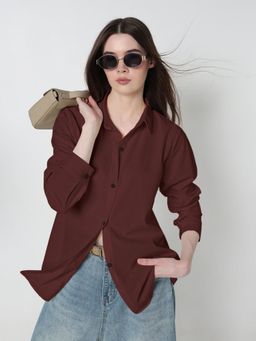 SHOWOFF - Women Maroon Relaxed Fit Shirt