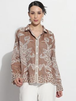 SHOWOFFFF - Edition Women Floral Brown Regular Fit Shirt