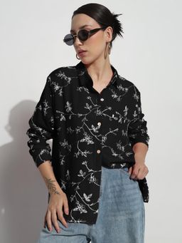 SHOWOFF - Edition Women Floral Black Relaxed Fit Shirt
