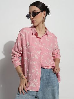 SHOWOFFFF - Edition Women Floral Pink Relaxed Fit Shirt