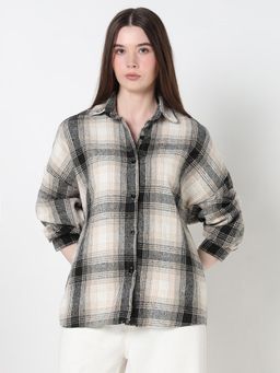 SHOWOFF - Edition Women Tartan Checks Beige Regular Fit Shirt
