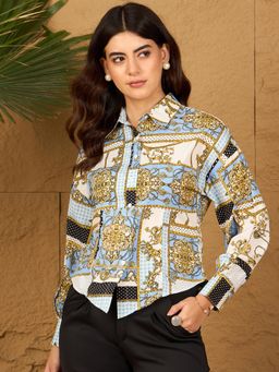 RARE - Women Casual Multi Regular Fit Printed Regular Sleeves Spread Collar Shirt