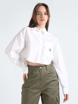 Calvin Klein - White Solid Regular Fit Cotton Shirt
