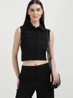Calvin Klein - Black Solid Regular Fit Polyester Shirt