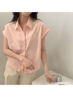 Outzidr - Pink Relaxed Half Sleeve Shirt