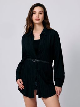 Outzidr - Black Over Sized Street Style Shirt