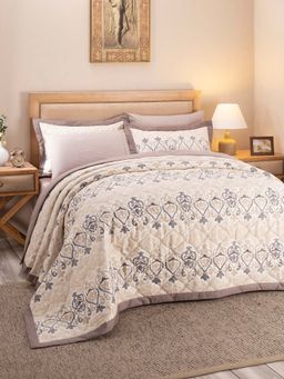 Maspar - Hues Nouveau Tradition Kaleen Global 100 GSM Cotton Neutral Quilted Double Quilt