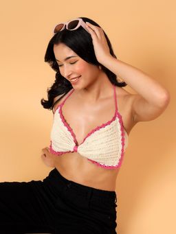Velvery - Crochet Bikini Style Bralette - Off White