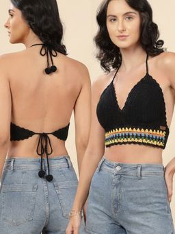 Velvery - Handmade Crochet Bohemian Bralette - Black