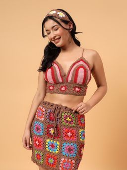 Velvery - Crochet Granny Square Bralette - Multi Color