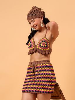 Velvery - Crochet Bohemian Beachwear Bralette - Brown