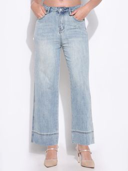 SHOWOFF - Edition Womens Solid Blue Straight Fit Jeans