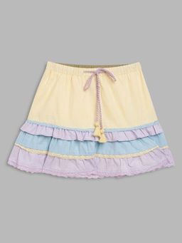 Blue Giraffe - Girls Multi-Color Pure Cotton Skirt