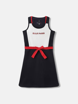 ELLE - Girls Blue Polyester Round Neck Dress