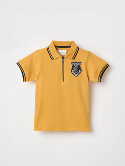 Blue Giraffe - Boys Yellow Polyester Collar Neck Polo T-shirt