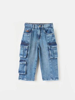 Blue Giraffe - Boys Blue Pure Cotton Cargo Jeans