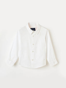 Blue Giraffe - Boys White Pure Cotton Collar Neck Shirt