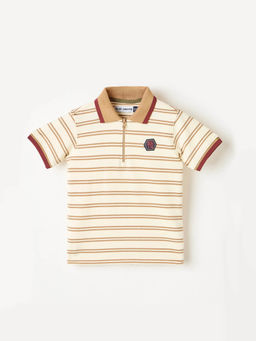 Blue Giraffe - Boys White Polycotton Collar Neck Polo T-shirt