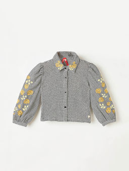 Blue Giraffe - Girls Black Pure Cotton Collar Neck Top