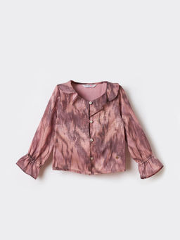 ELLE - Girls Pink Pure Cotton Collar Neck Top