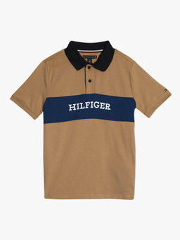 Tommy Hilfiger - Boys Brown Cotton Collar Neck Polo T-shirt