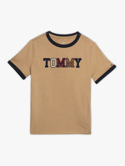 Tommy Hilfiger - Boys Brown Cotton Collar Neck T-shirt