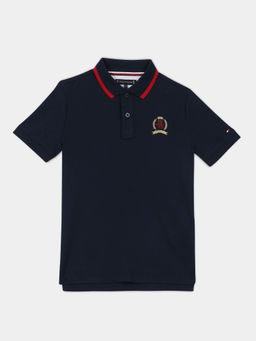 Tommy Hilfiger - Boys Blue Cotton Collar Neck Polo T-shirt