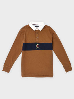Tommy Hilfiger - Boys Brown Cotton Collar Neck Polo T-shirt