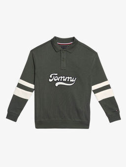 Tommy Hilfiger - Boys Green Cotton Collar Neck Polo T-shirt