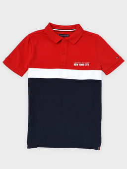 Tommy Hilfiger - Boys Blue Cotton Collar Neck Polo T-shirt
