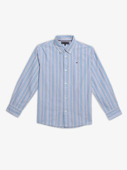 Tommy Hilfiger - Boys Blue Cotton Collar Neck Shirt