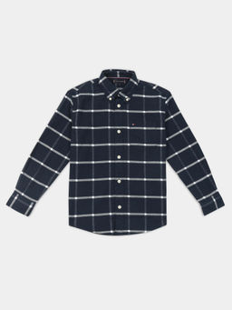 Tommy Hilfiger - Boys Navy Blue Cotton Collar Neck Shirt