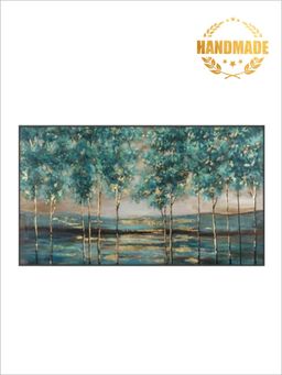 The Handmade Flair - Green Abstract Painting Wall Art (40x20 Inches)