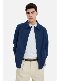 Snitch - Navy Blue Solid Regular Jacket