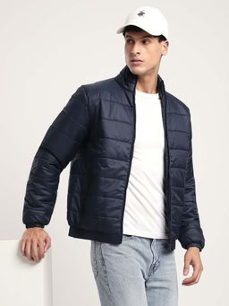 R&B - Navy Blue Solid Regular Jacket