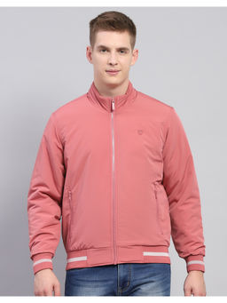 Monte Carlo - Mens Solid Pink Mock Neck Full Sleeve Jacket