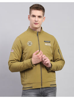 Monte Carlo - Mens Solid Mustard Mock Neck Full Sleeve Jacket
