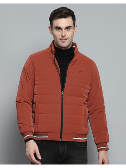 Monte Carlo - Mens Solid Red Mock Neck Full Sleeves Jacket