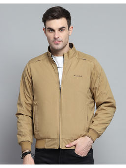 Monte Carlo - Mens Printed Khaki Mock Neck Full Sleeves Jacket