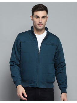 Monte Carlo - Mens Solid Teal Mock Neck Full Sleeves Jacket